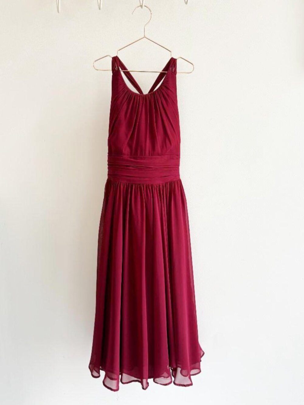 Dessy Group Burgundy Lux Chiffon Flower Girl Dress